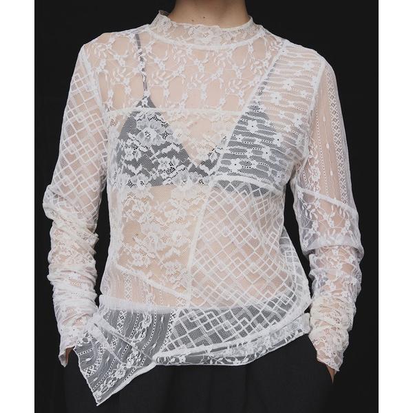 LACE PATCHWORK ASYMMETRY TOP レディース