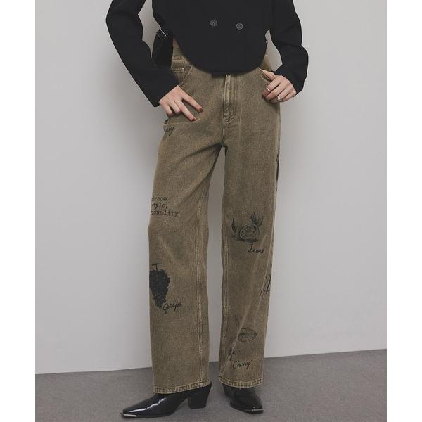 ジーンズ デニム デニムパンツ PAINT MOTIF PRINT DENIM PANTS レディー...