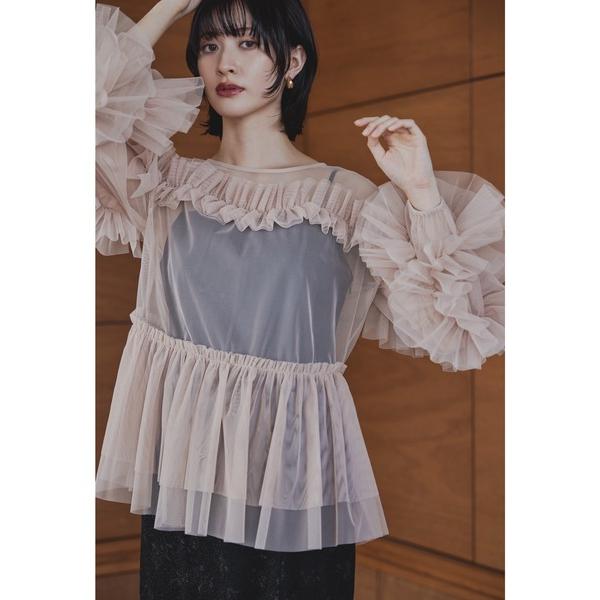 ドレス チュールフリルブラウスセットドレス 2点セット 花柄 キャミワンピース 結婚式 成人式 二次...