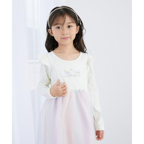 ワンピース レインボーチュールドッキングワンピース キッズ 子供服 女の子