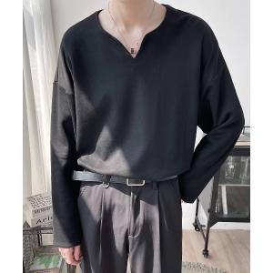 tシャツ スリット ネック デザイン カットソー メンズ レディース