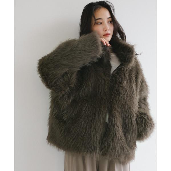 コート アウター ミックスファージャケット レディース