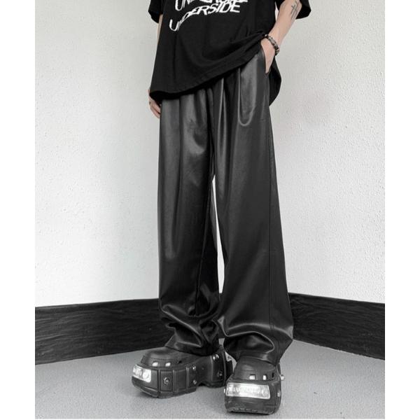 パンツ PUストレートワイドパンツ メンズ