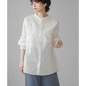 ブラウス シャツ レイヤードフラワーレースブラウス レディース