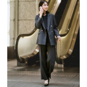 セットアップ 「レディーススーツ」営業女子向け七つ道具がきちんと入る最強手ぶらスーツ（ダブルブレストテーラードジャケット＋ワイドストレートパンツ） レ