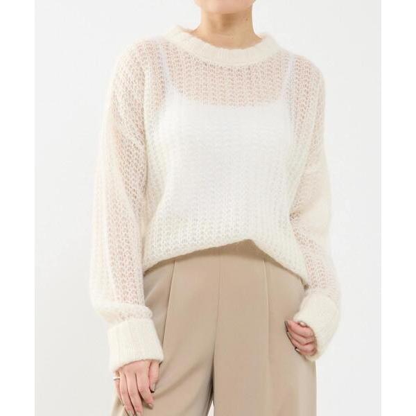 ニット セーター ローゲージシアーモヘヤ混ニットプルオーバー レディース