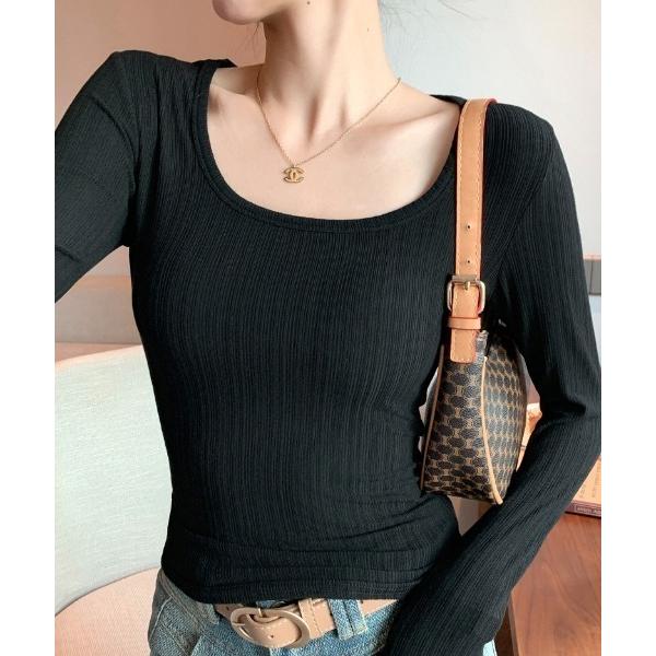 tシャツ ベーシックUネックリブロンT レディース