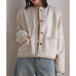 ジャケット ノーカラージャケット ツイードジャケット レディース