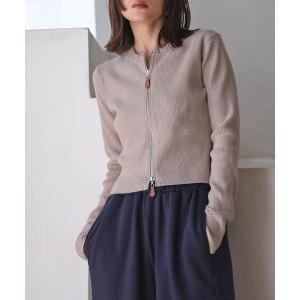 カーディガン ダブルジップショートニットカーディガン レディース