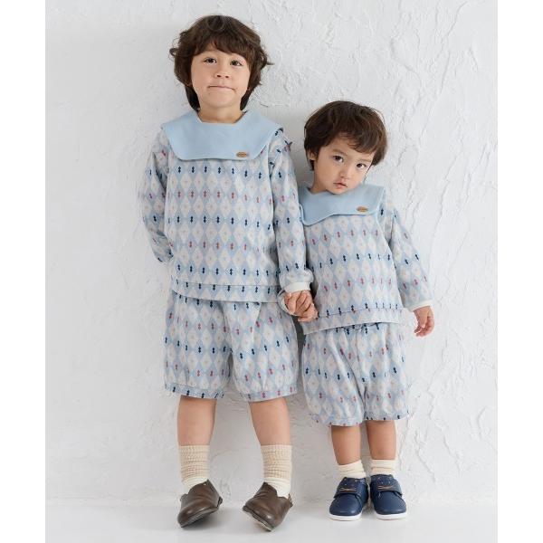 セットアップ 「日本限定販売」「セットアップ」配色セーラーカラーダイヤ柄トップス＆パンツ キッズ 子...