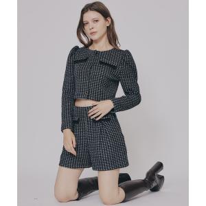 セットアップ カットツイードジャケット×ショートパンツセットアップ レディース