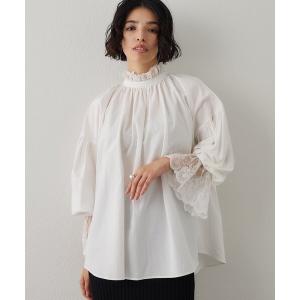 ブラウス シャツ レースギャザーブラウス レディース
