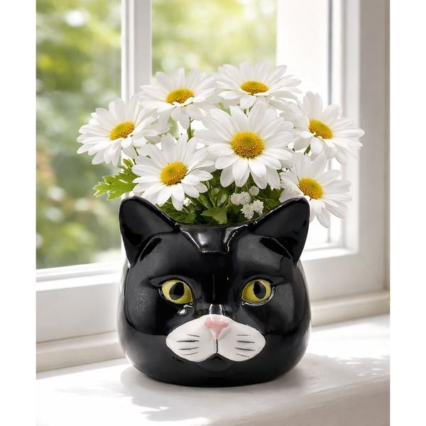 花瓶 キャットセラミック　フラワーポット（S)