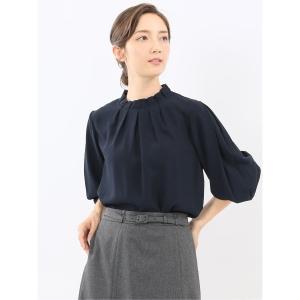 ブラウス シャツ 「 ストレッチ ウォッシャブル」m.f.エディトリアル レディース タック衿 長袖プルオーバーブラウス レディース