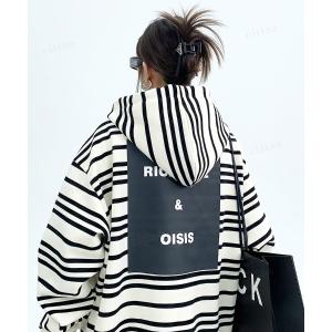 パーカー 韓国ファッション バックロゴボーダー柄ダブルジップスウェットパーカー レディース メンズ