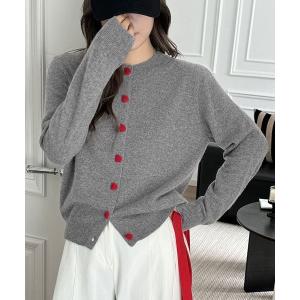 カーディガン 「25秋冬新作」ハートボタンニットカーディガン秋冬韓国風 レディース