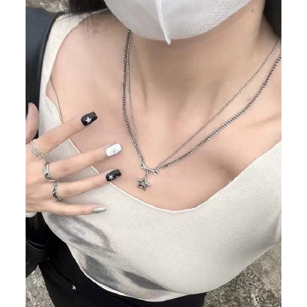 ネックレス /Bz/スターモチーフ2重ネックレス/チェーンネックレス(RZ) レディース メンズ