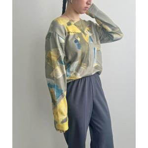 ニット セーター ラフペイントニットトップス レディース
