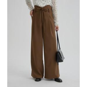 スラックス パンツ ウェーブベルトスラックス レディース