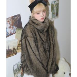 ブルゾン アウター ミックスカラーフェイクファーブルゾン レディース