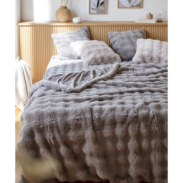 ブランケット モコモコ毛布 ラビットファー調│ダブル「furry doudou./ファーリードゥドゥ...