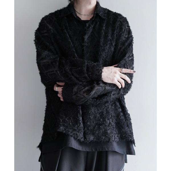 シャツ ルーズシルエットフリンジシアーロングスリーブシャツ メンズ レディース