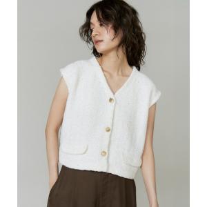 カーディガン ツイード風ニットジレ「アンサンブル対応」 レディース