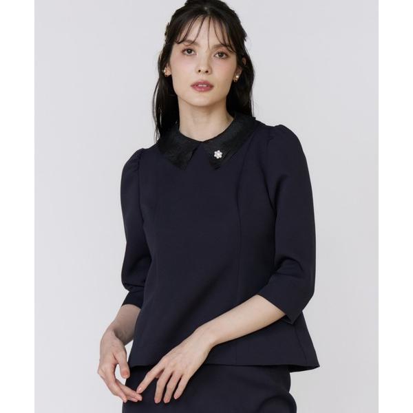 ブラウス シャツ 「M Maglie le cassetto」シアー付け衿ブラウス「セットアップ対応...