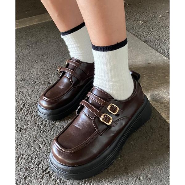 ローファー ダブルベルトローファーシューズ レディース