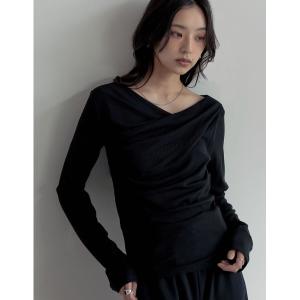 tシャツ ドレープネックロングスリーブトップス レディース : ZOZOTOWN