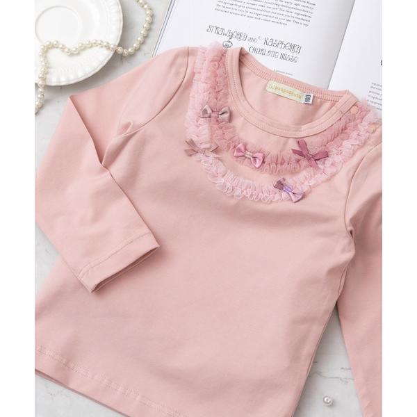 tシャツ チュールリボントップ/ジュエリー(長袖)(80-130cm) キッズ 子供服 女の子