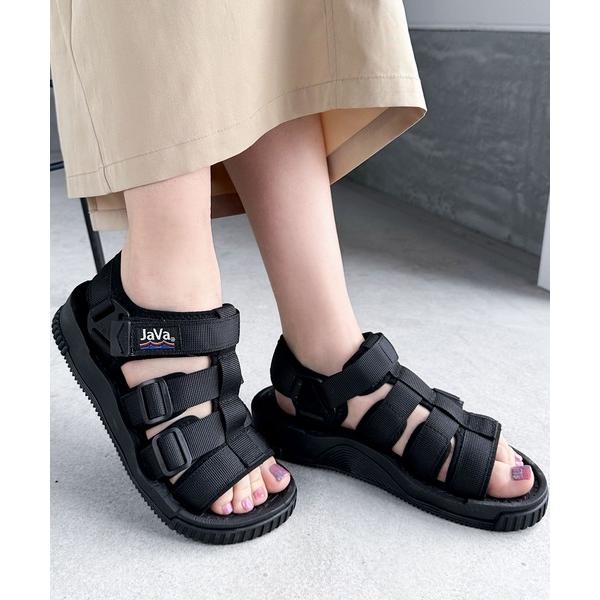 「Java」 フラットサンダル 24.0cm ブラック レディース