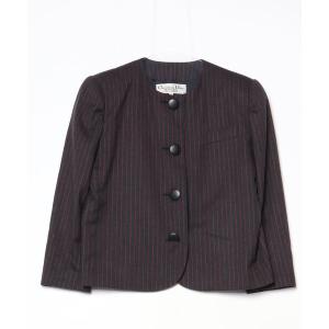 「Christian Dior」 ノーカラージャケット 9 グレー レディース