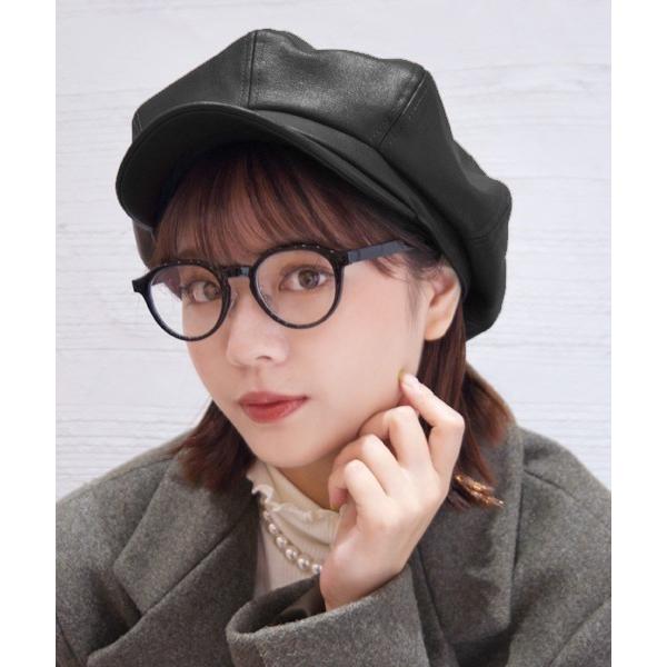 帽子 キャスケット フェイクレザーキャスケット/Back to Front ユニセックス サイズ調節...