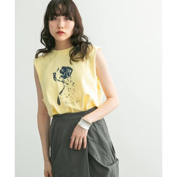 「KBF」 ノースリーブトップス ONE イエロー レディース