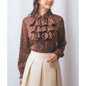 ブラウス シャツ 「NARACAMICIE」カットジャガード3段フリル長袖ブラウス レディース