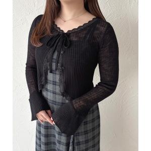 ニット セーター シアーリブニットカーディガン レディース