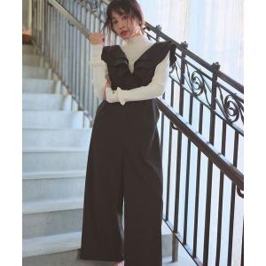 サロペット オーバーオール フリルデザイン サロペット パンツ レディース