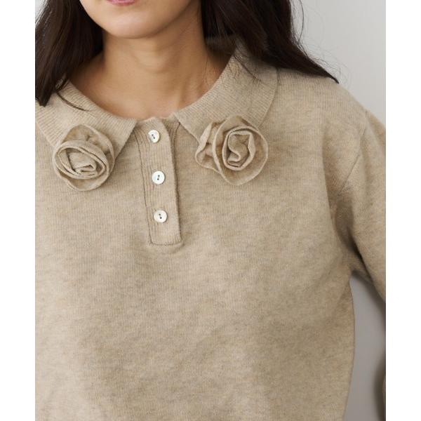 ニット セーター フラワーコサージュプルオーバー レディース