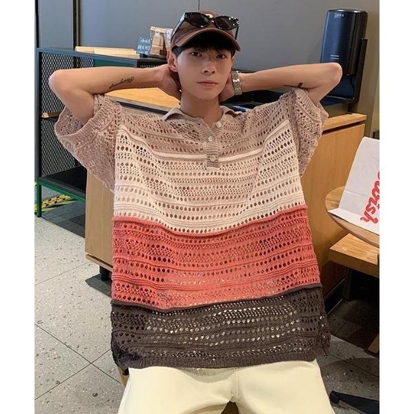 「B.R.U」 半袖ニット FREE ピンク メンズ