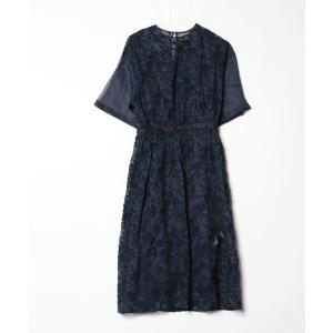 「nesessaire」 半袖ワンピース 38 ネイビー レディース