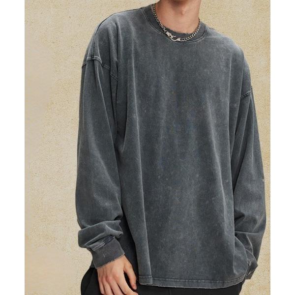 tシャツ ユニセックス ヴィンテージ風ウォッシュ長袖Tシャツ メンズ レディース