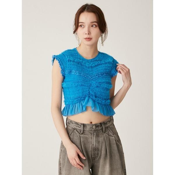 「LILY BROWN」 半袖カットソー ONE SIZE ブルー レディース