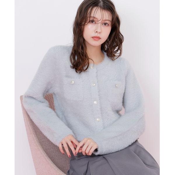 ニット セーター スパンコールフェザーニットジャケット レディース