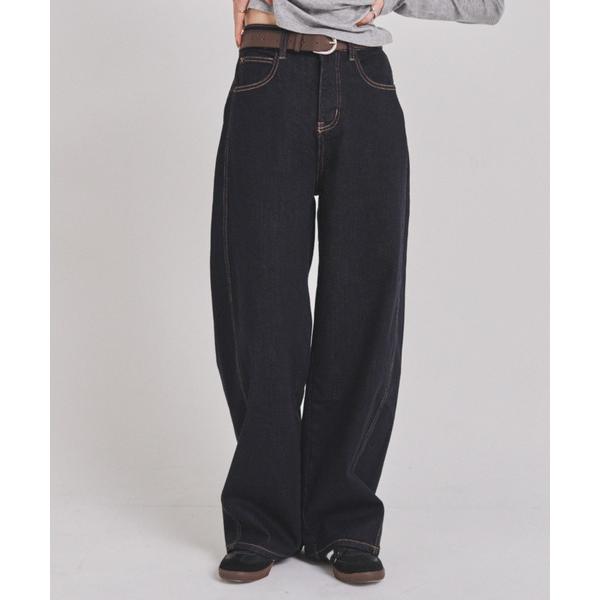 ジーンズ デニム デニムパンツ ベルトSETカーヴィーデニムパンツ レディース