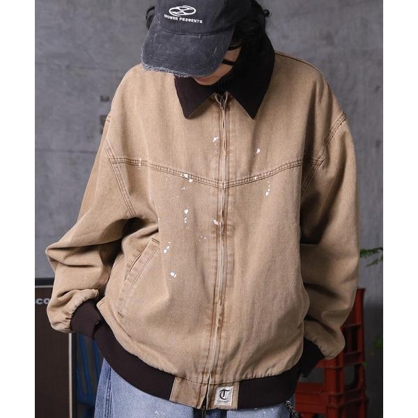 ブルゾン アウター AW ビッグシルエット ヴィンテージ加工 バイカラーショートブルゾン メンズ レ...