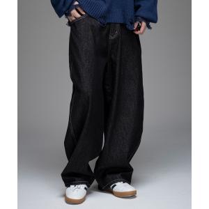 ジーンズ 「D-LAND」ボタンフライ リジットデニム バギーパンツ