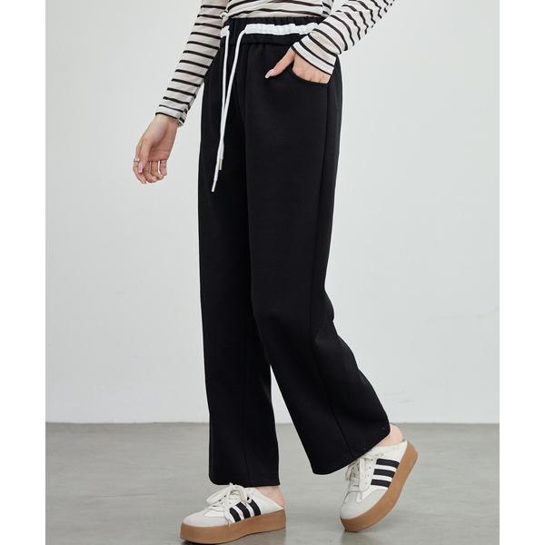 パンツ 配色 ドローコード ウエスト イージー パンツ レディース