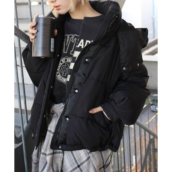 ダウンコート ダウンジャケット フード取り外しエコダウン レディース