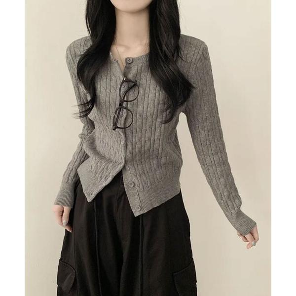 カーディガン ケーブル編み ニットカーディガン レディース